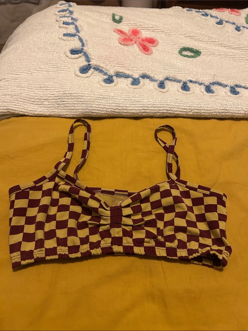 ARQ Yellow and Purple Checkered bralette